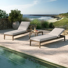 Modway Northlake 3-Piece Outdoor Patio Teak Wood Furniture Set with Chaise Lounges and Side Table