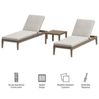 Modway Northlake 3-Piece Outdoor Patio Teak Wood Furniture Set with Chaise Lounges and Side Table