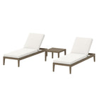 Modway Northlake 3-Piece Outdoor Patio Teak Wood Furniture Set with Chaise Lounges and Side Table  