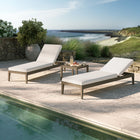 Modway Northlake 3-Piece Outdoor Patio Teak Wood Furniture Set with Chaise Lounges and Side Table