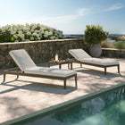 Modway Northlake 3-Piece Outdoor Patio Teak Wood Furniture Set with Chaise Lounges and Side Table