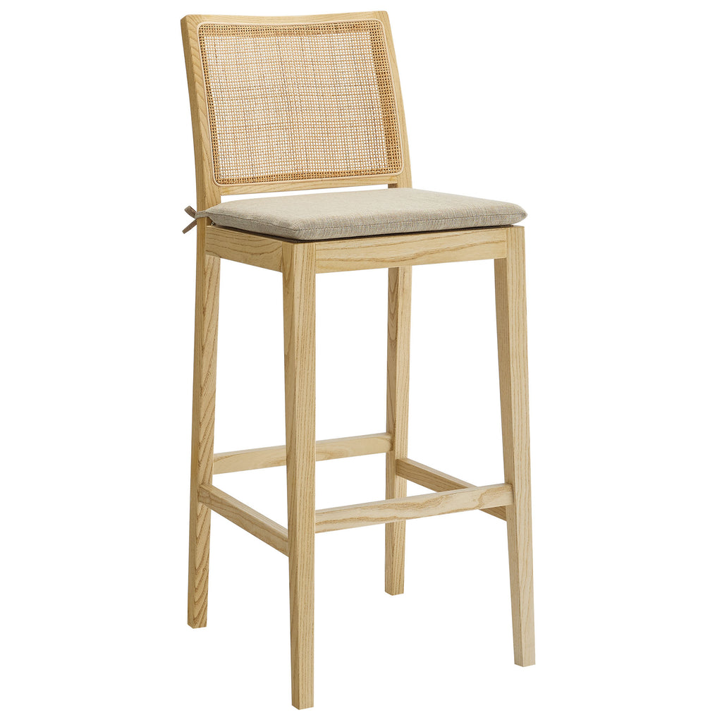 Modway Ovard Wood and Rattan Bar Stool  