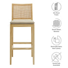 Modway Ovard Wood and Rattan Bar Stool