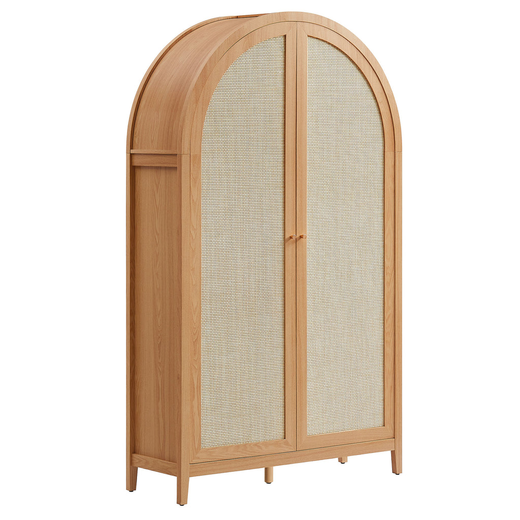 Modway Calista 79" Tall Wide Rattan Arched Storage Cabinet  