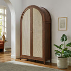 Modway Calista 79" Tall Wide Rattan Arched Storage Cabinet