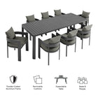 Modway Tahoe 9-Piece Outdoor Patio Aluminum Dining Set With Extendable Table