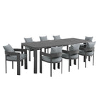 Modway Tahoe 9-Piece Outdoor Patio Aluminum Dining Set With Extendable Table  