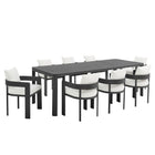 Modway Tahoe 9-Piece Outdoor Patio Aluminum Dining Set With Extendable Table  