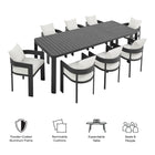 Modway Tahoe 9-Piece Outdoor Patio Aluminum Dining Set With Extendable Table