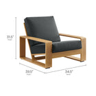 Modway Lirienne Outdoor Patio Aluminum Faux Wood Armchairs Set of 2