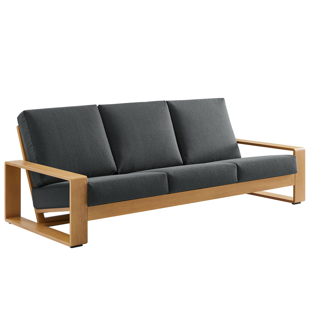 Modway Lirienne Outdoor Patio Aluminum Faux Wood Sofa  