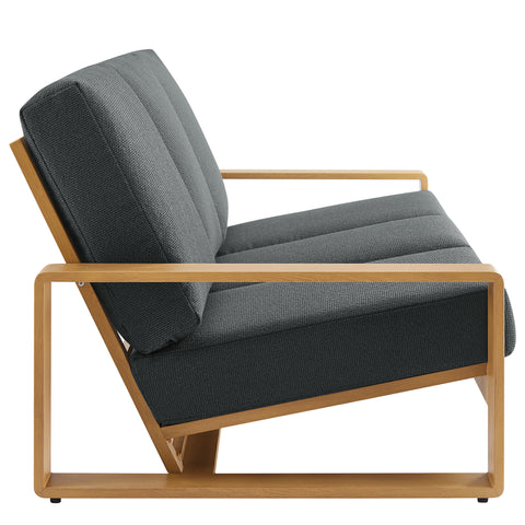 Modway Lirienne 2-Piece Outdoor Patio Aluminum Faux Wood Furniture Set  