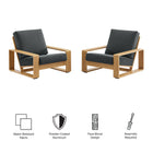 Modway Lirienne Outdoor Patio Aluminum Faux Wood Armchairs Set of 2
