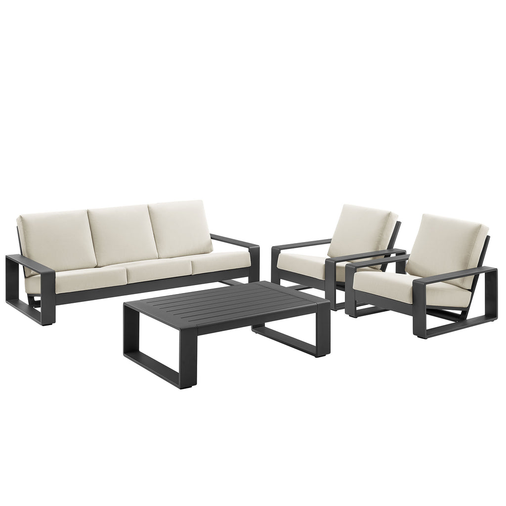 Modway Lirienne 4-Piece Outdoor Patio Aluminum Furniture Set  