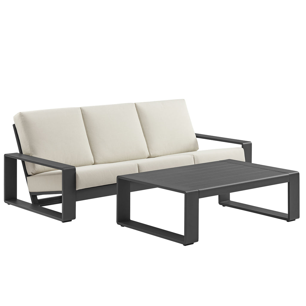 Modway Lirienne 2-Piece Outdoor Patio Aluminum Furniture Set  