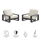 Modway Lirienne Outdoor Patio Aluminum Faux Wood Armchairs Set of 2