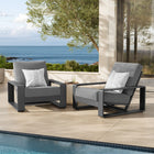 Modway Lirienne Outdoor Patio Aluminum Faux Wood Armchairs Set of 2