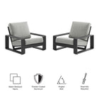 Modway Lirienne Outdoor Patio Aluminum Faux Wood Armchairs Set of 2