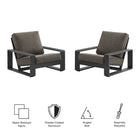 Modway Lirienne Outdoor Patio Aluminum Faux Wood Armchairs Set of 2