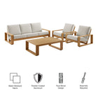 Modway Lirienne 4-Piece Outdoor Patio Aluminum Faux Wood Furniture Set EEI-7309