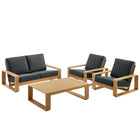 Modway Lirienne 4-Piece Outdoor Patio Aluminum Faux Wood Furniture Set EEI-7322