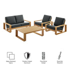 Modway Lirienne 4-Piece Outdoor Patio Aluminum Faux Wood Furniture Set EEI-7322