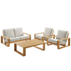 Modway Lirienne 4-Piece Outdoor Patio Aluminum Faux Wood Furniture Set EEI-7322
