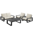 Modway Lirienne 4-Piece Outdoor Patio Aluminum Furniture Set