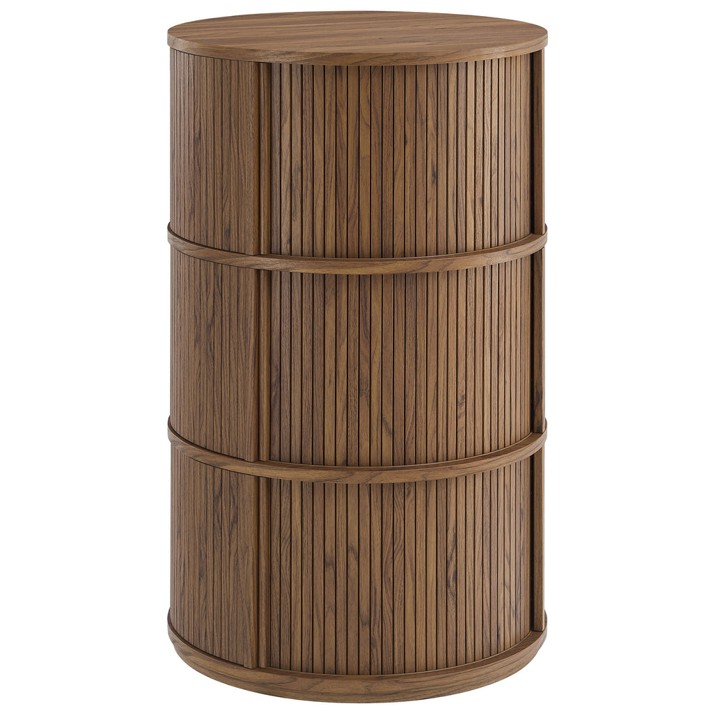 Modway Clement Round Pedestal Stand Storage Table With Sliding Tambour Doors  