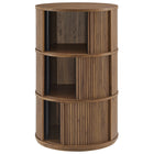 Modway Clement Round Pedestal Stand Storage Table With Sliding Tambour Doors