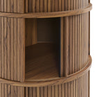 Modway Clement Round Pedestal Stand Storage Table With Sliding Tambour Doors