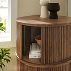 Modway Clement Round Pedestal Stand Storage Table With Sliding Tambour Doors