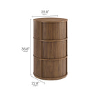 Modway Clement Round Pedestal Stand Storage Table With Sliding Tambour Doors