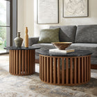 Modway Fortitude Round Faux Marble Top Nesting Coffee Table Set