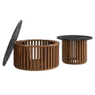 Modway Fortitude Round Faux Marble Top Nesting Coffee Table Set