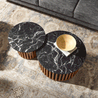Modway Fortitude Round Faux Marble Top Nesting Coffee Table Set