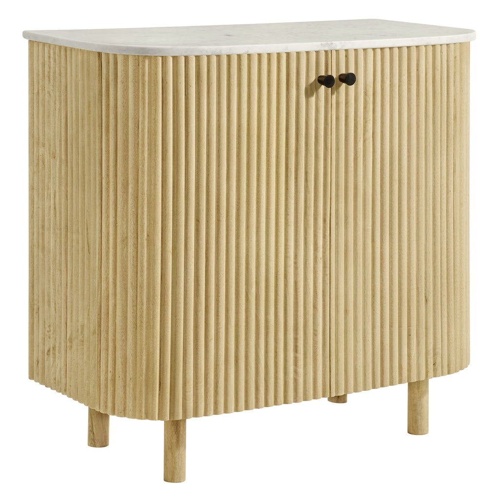 Modway Caldera 33" Curved Solid Wood and Marble Accent Storage Cabinet  