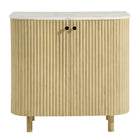 Modway Caldera 33" Curved Solid Wood and Marble Accent Storage Cabinet
