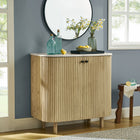Modway Caldera 33" Curved Solid Wood and Marble Accent Storage Cabinet