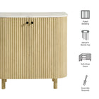 Modway Caldera 33" Curved Solid Wood and Marble Accent Storage Cabinet