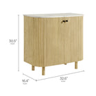 Modway Caldera 33" Curved Solid Wood and Marble Accent Storage Cabinet