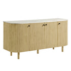 Modway Caldera 60" Curved Solid Wood and Marble Sideboard Storage Cabinet  