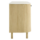Modway Caldera 60" Curved Solid Wood and Marble Sideboard Storage Cabinet