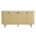 Modway Caldera 60" Curved Solid Wood and Marble Sideboard Storage Cabinet