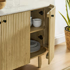 Modway Caldera 60" Curved Solid Wood and Marble Sideboard Storage Cabinet
