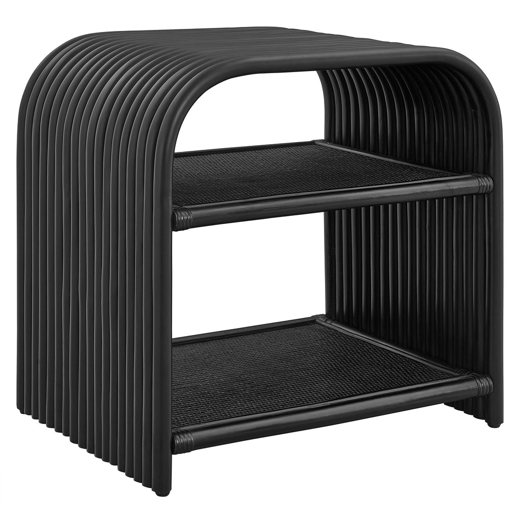 Modway Eve Curved Natural Rattan Side Table  