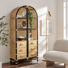 Modway Jane 71 Inch Tall Arched Natural Rattan Bookshelf