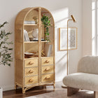 Modway Jane 71 Inch Tall Arched Natural Rattan Bookshelf