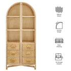 Modway Jane 71 Inch Tall Arched Natural Rattan Bookshelf