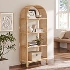 Modway Celeste 67 Inch Tall Arched Natural Rattan Bookshelf